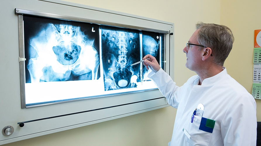 Doctor looking at X-ray image